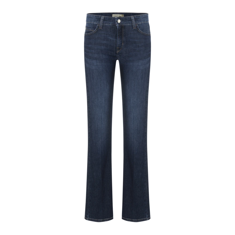 Cambio Mörk Denim Flare Jeans Blue, Dam