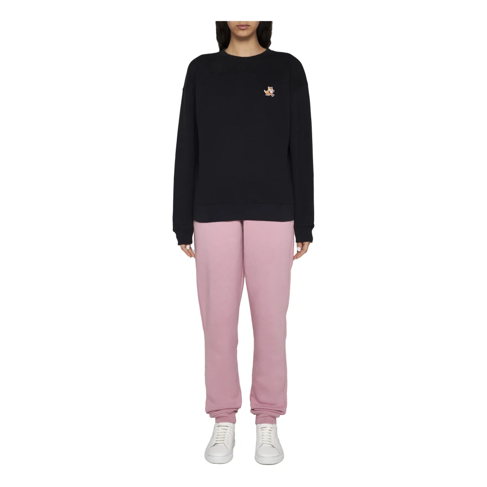 Maison Kitsuné Zwarte Trui met Stijl Black Dames