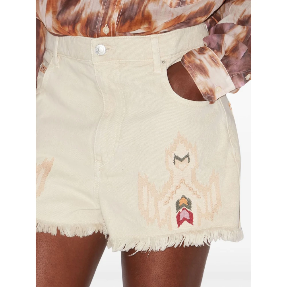 Isabel Marant Étoile Witte denim shorts met geborduurd motief White Dames