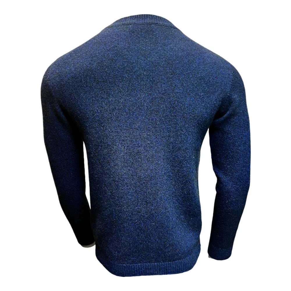 Roberto Collina Merino Baby Camel Sweater Navy Blue Heren