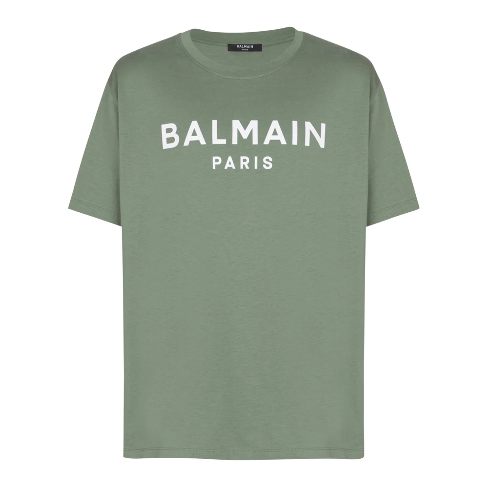 Balmain Green T-Shirt With Paris Print - Male - T-Shirts - S - Tops