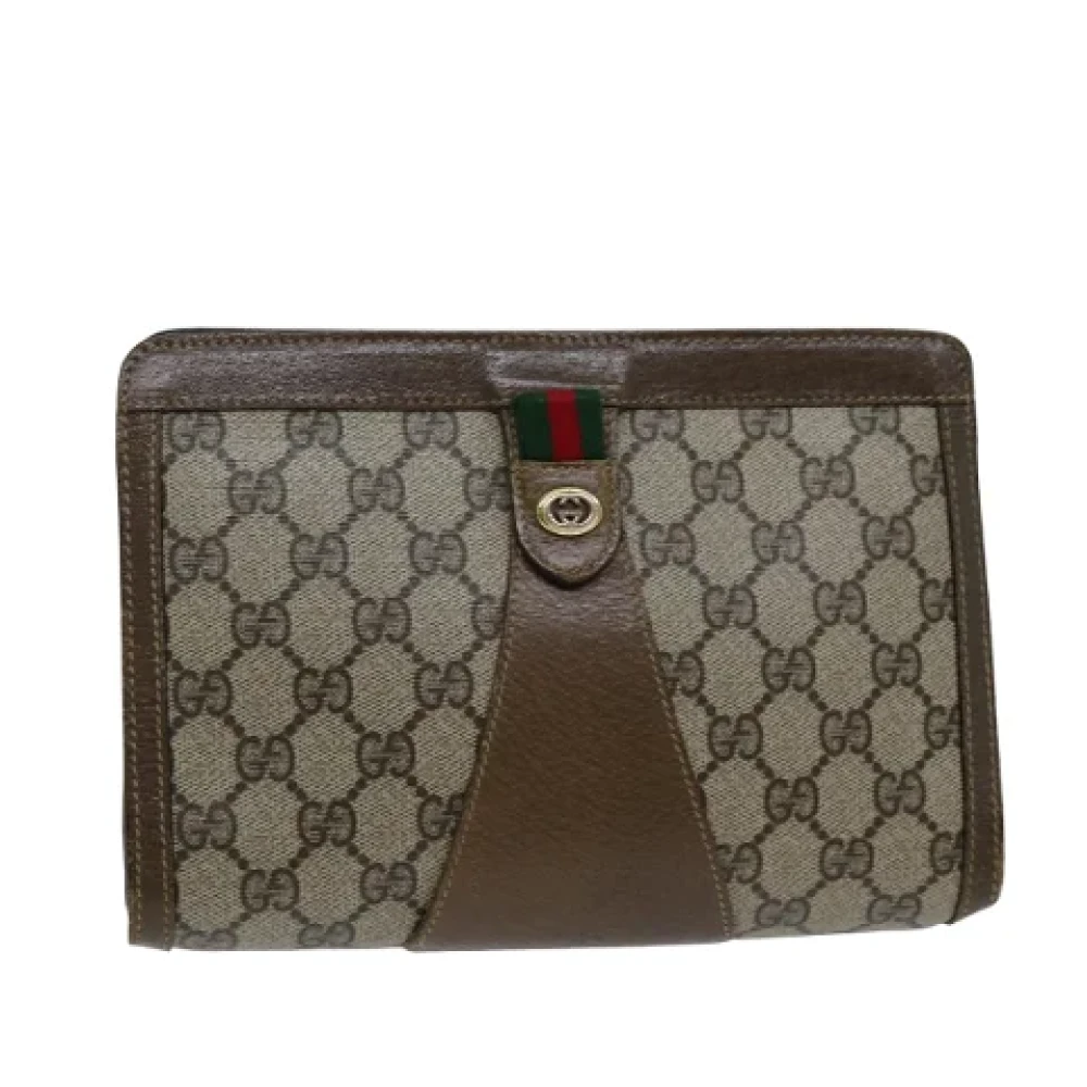 Gucci Vintage Pre-owned Leather clutches Beige Dames