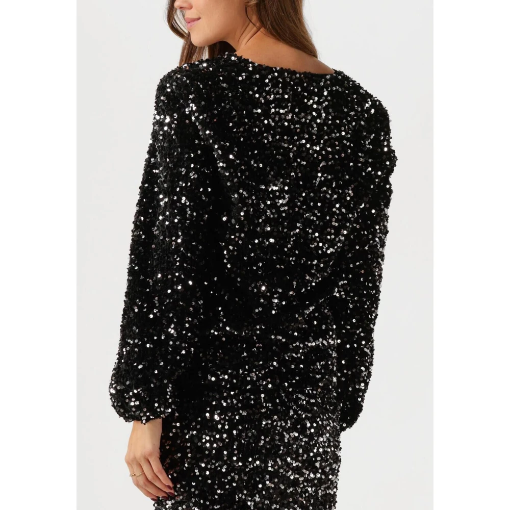 Amaya Amsterdam Zwarte Glitter Pailletten Blouse Yara Top Black Dames