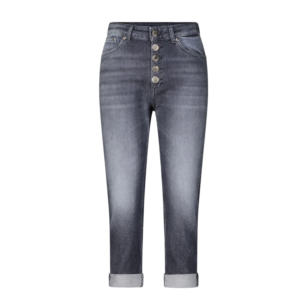 Dondup Stiliga Capri Jeans med dekorativa knappar Gray, Dam