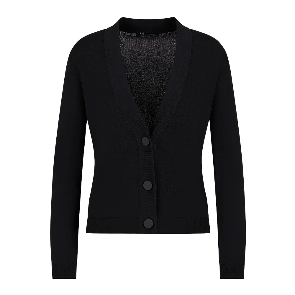 Armani Exchange Zwarte trui met lange mouwen en knoopsluiting Black Dames