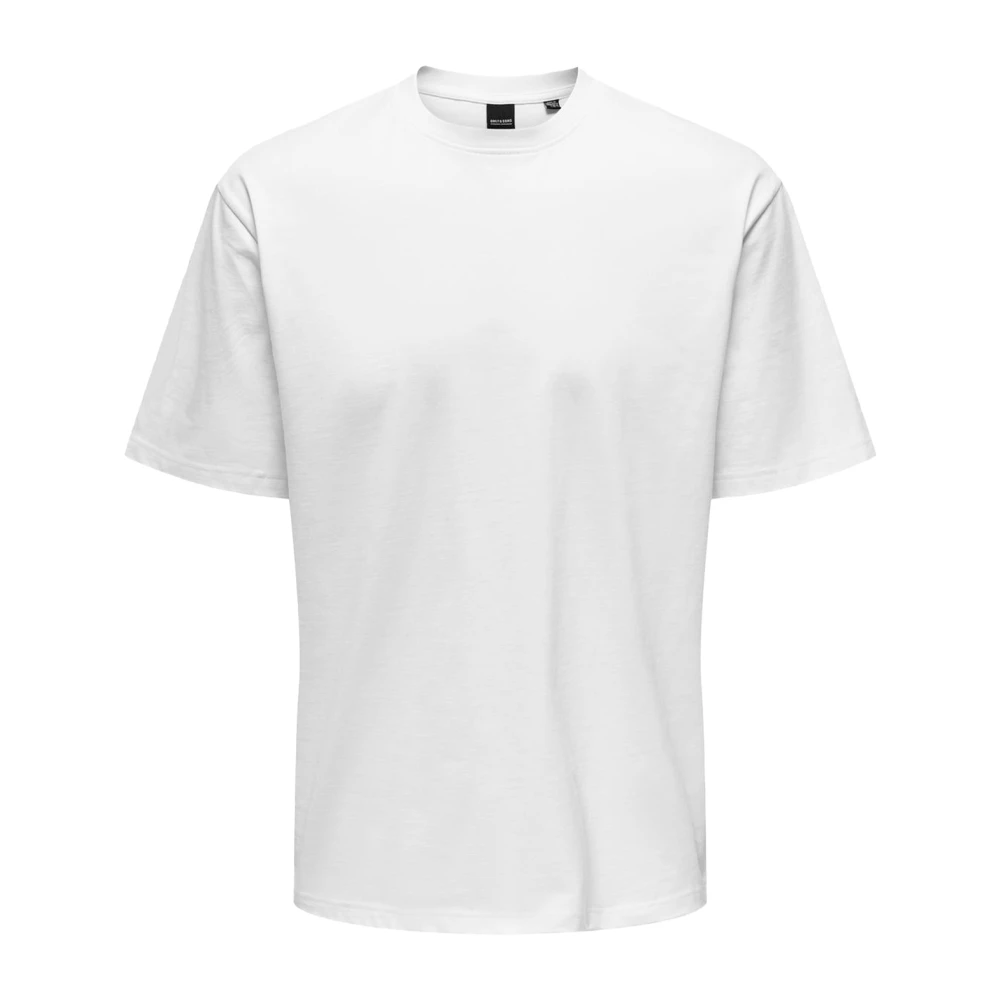 Only & Sons Men's White Casual Life Relax Tee - T-Shirts - S- Tops
