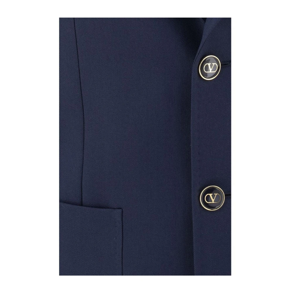 Valentino Elegante wollen blazerjas met revers Blue Heren
