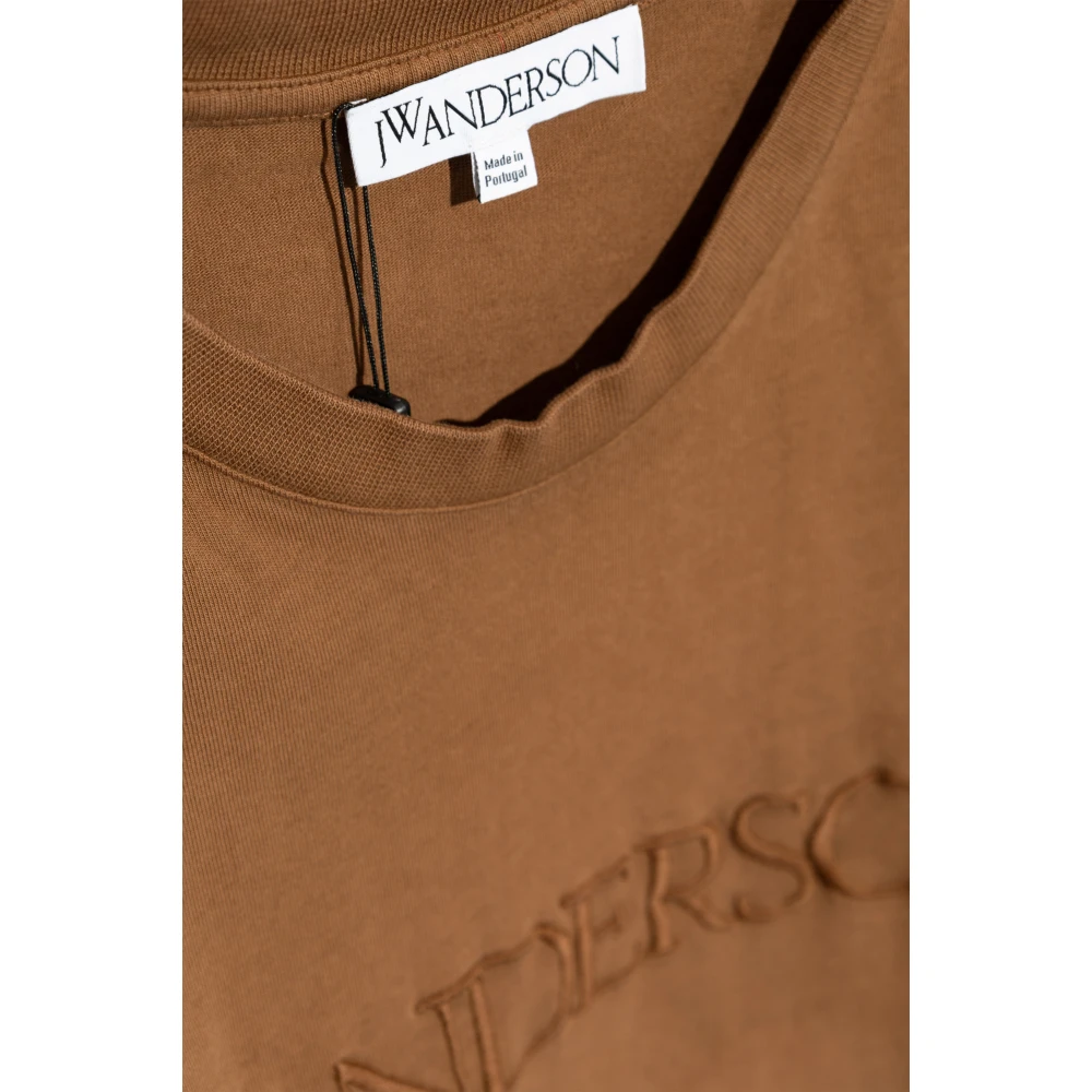 JW Anderson T-shirt met geborduurd logo Brown Heren