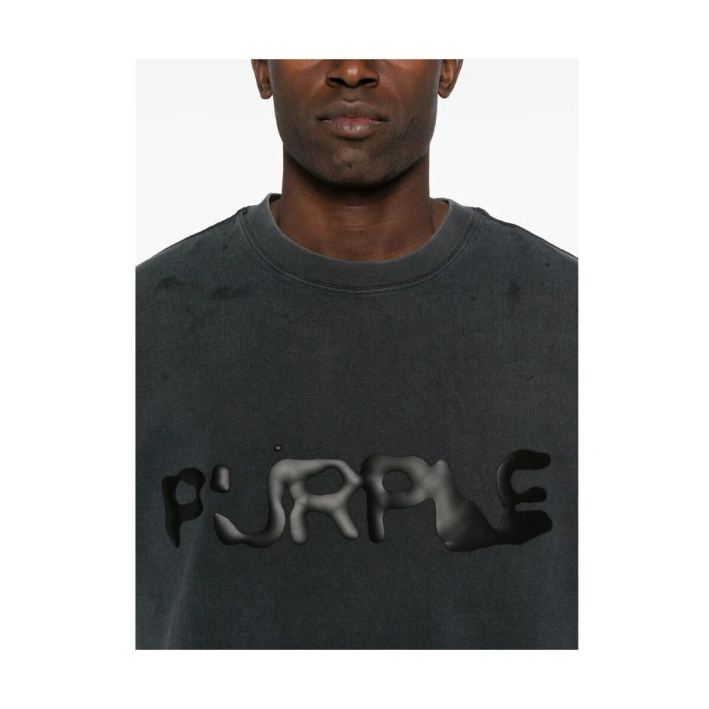 Purple Brand Zwarte T-shirt met ronde hals Black Heren