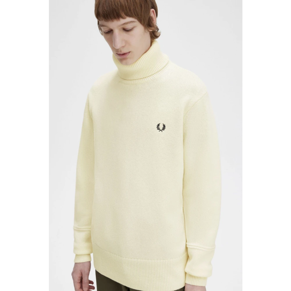 Fred Perry Wollen Coltrui met Hoge Kraag en Mouwdetails Beige Heren