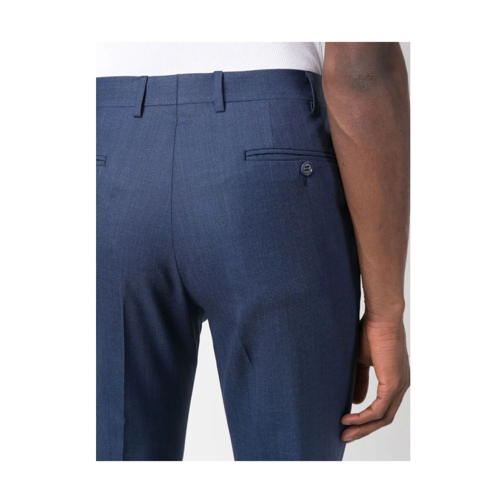 Canali Marineblauwe wollen recht gesneden pantalon Blue Heren