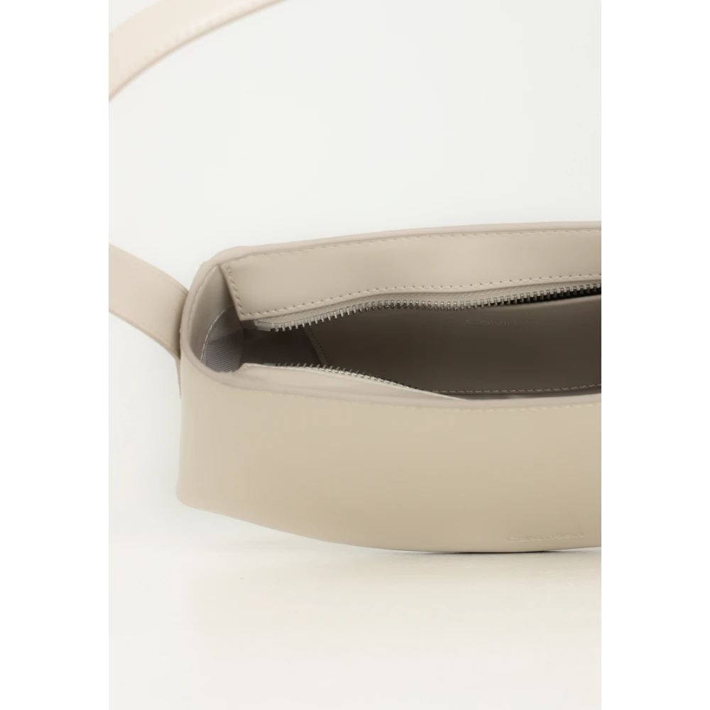 Calvin Klein Beige Schoudertas Eenvoudig en Essentieel Beige Dames