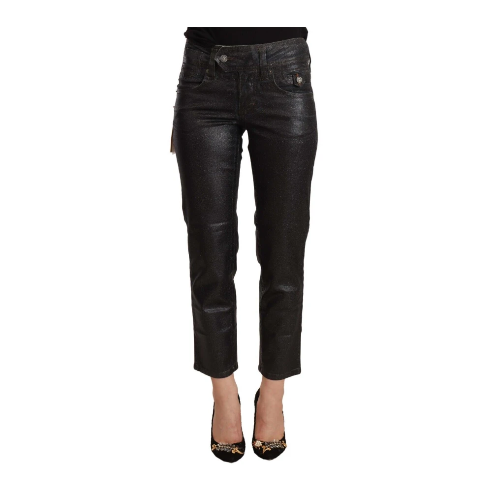 John Galliano Women's Black Glittered Cropped Pants