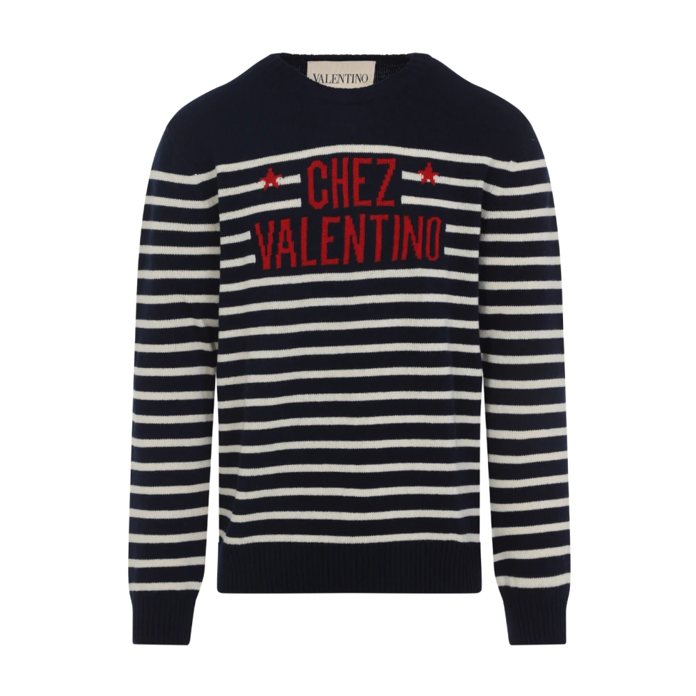 Valentino Men's Multicolor Round-Neck Knitwear, S, Blue Jumper Aw25 Style