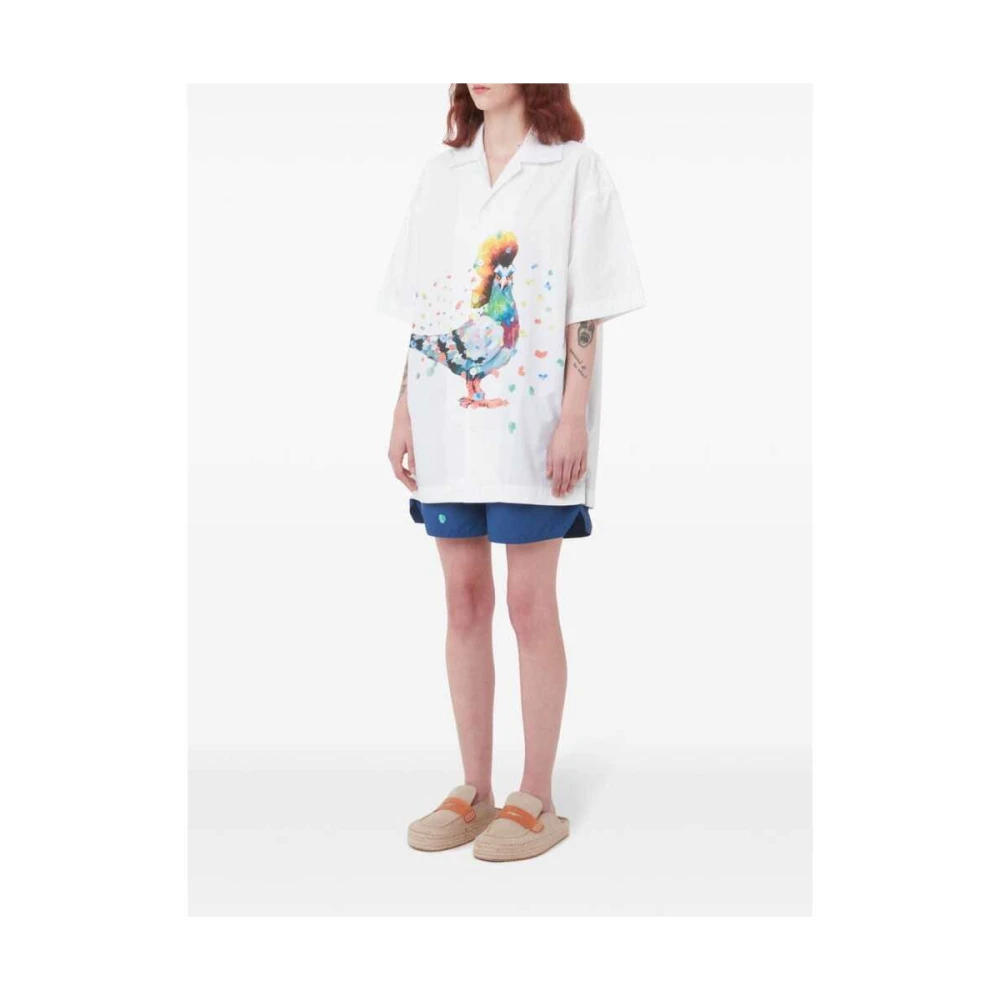JW Anderson Grafische Print Camp Kraag Overhemd White Heren