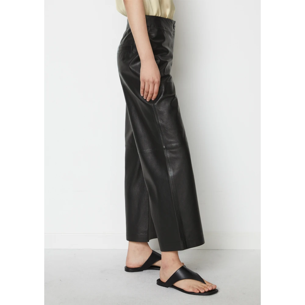Marc O'Polo Leren culotte wijd Black Dames