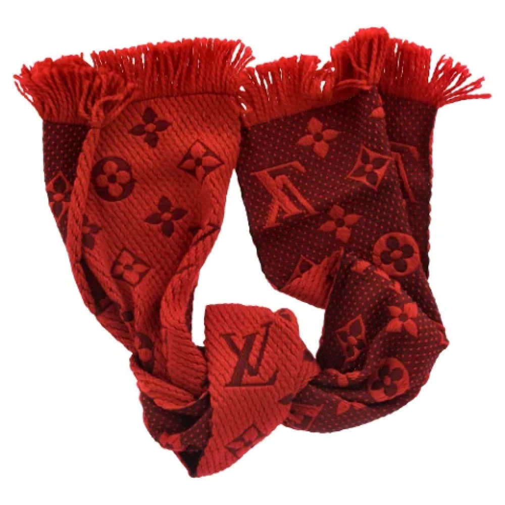 Louis Vuitton Vintage Pre-owned Wool scarves Red Dames