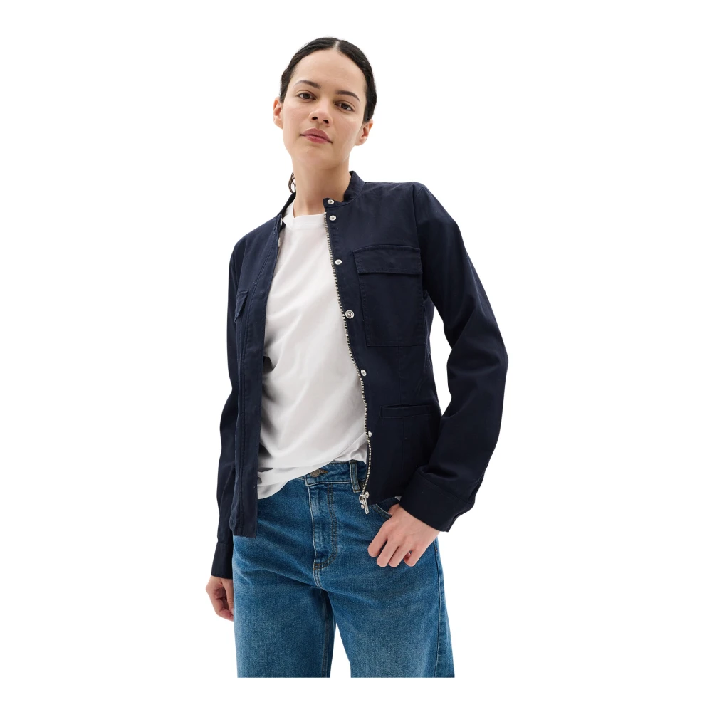 InWear Marineblauwe Jas met Borstzakken Blue Dames