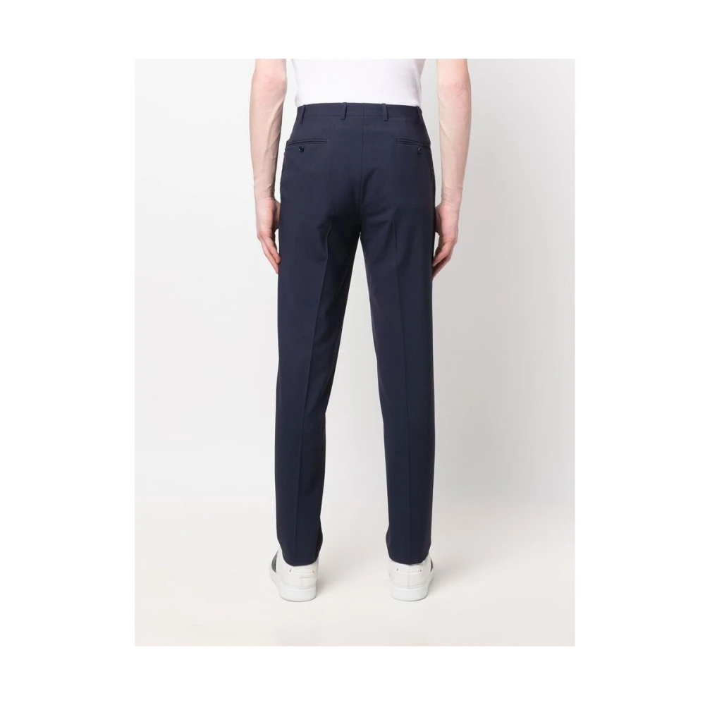Canali Donkerblauwe Slim-Fit Wollen Broek Blue Heren