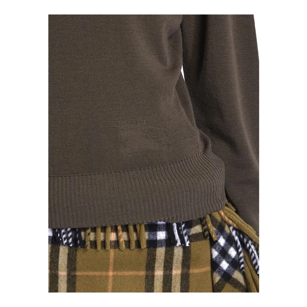 Burberry Equestrian Wollen Trui met Zichtbare Stiksels Brown Dames