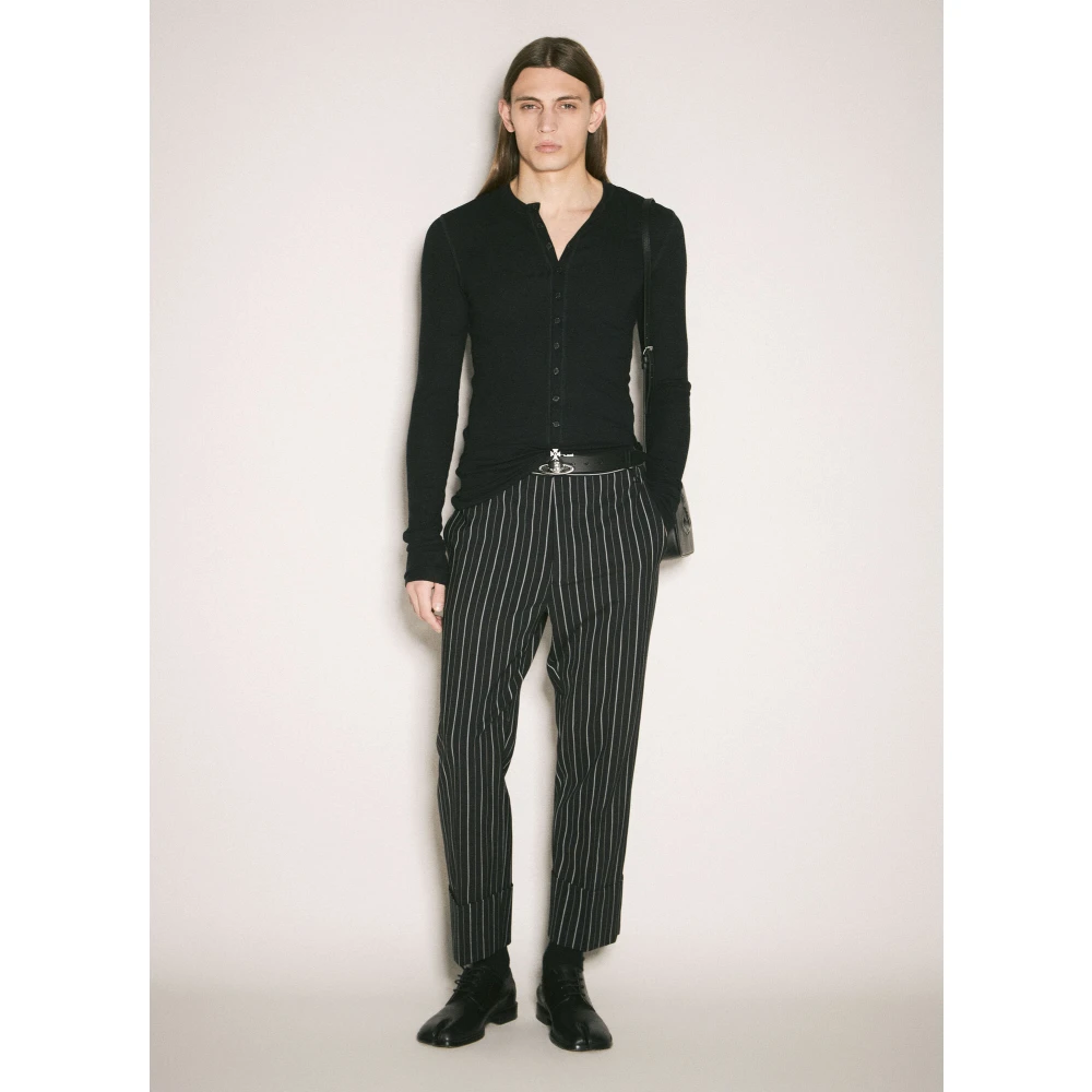 Vivienne Westwood Gestreepte Wol Cropped Broek Black Heren