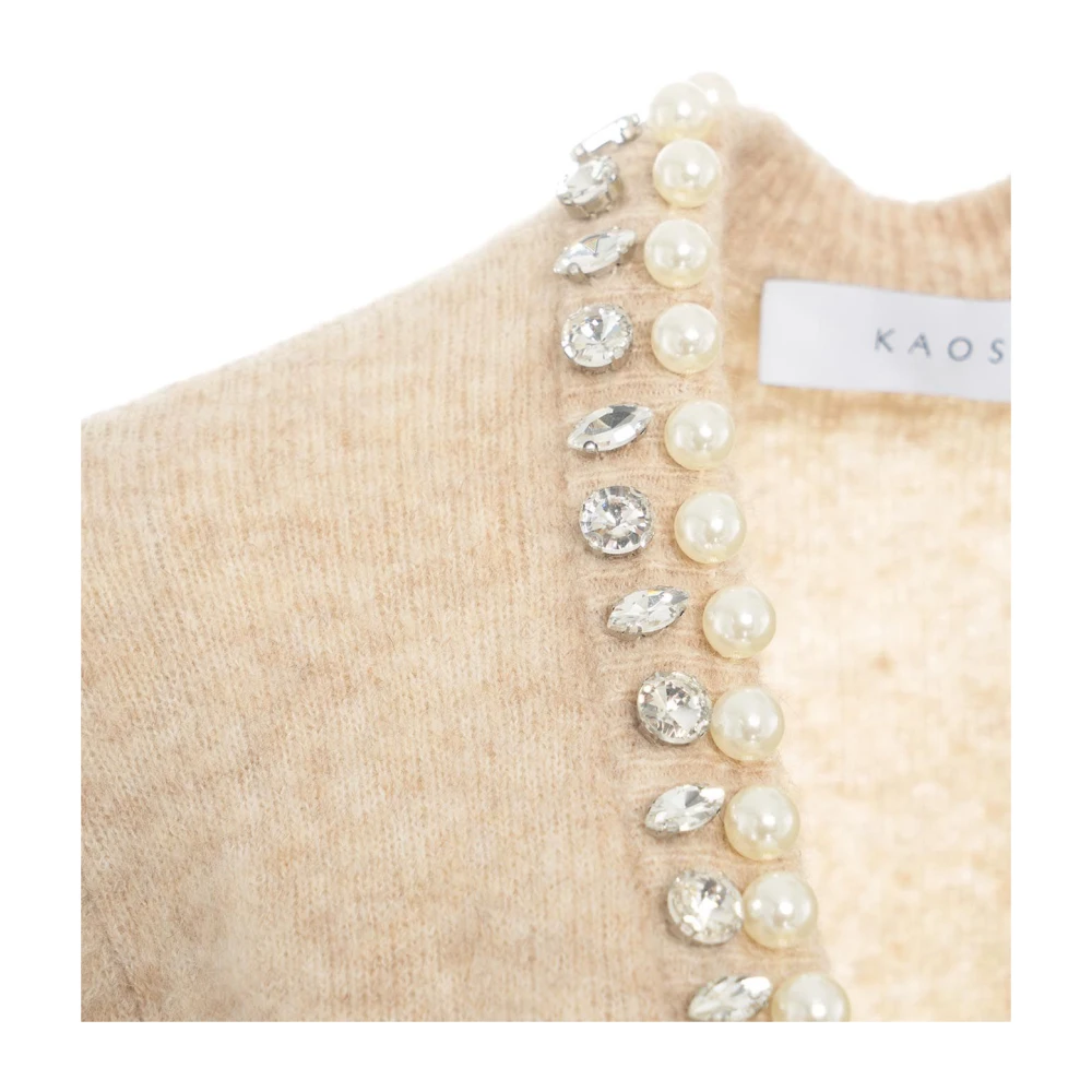 Kaos Beige Vest met Parels Beige Dames