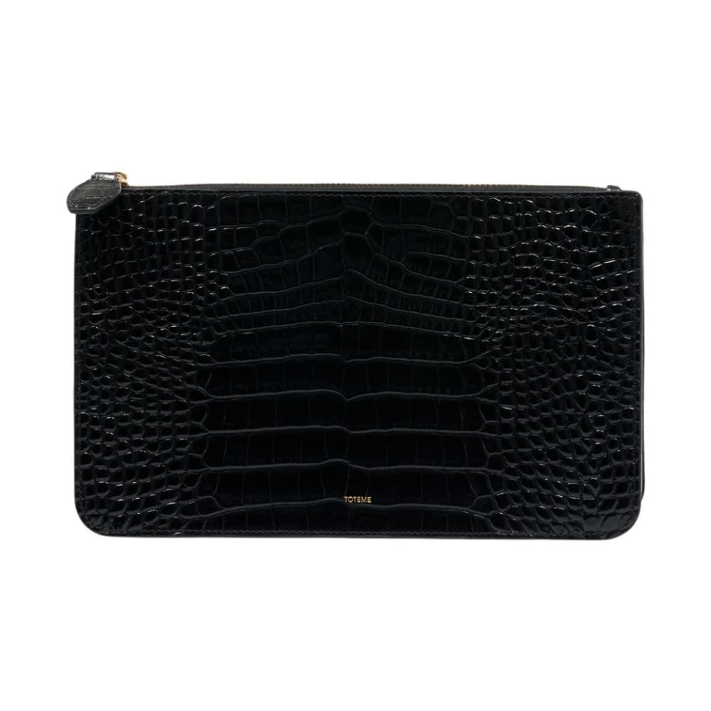 Totême Women's Black Threefold Croco-Embossed Clutch - Clutches - One Size - Bags