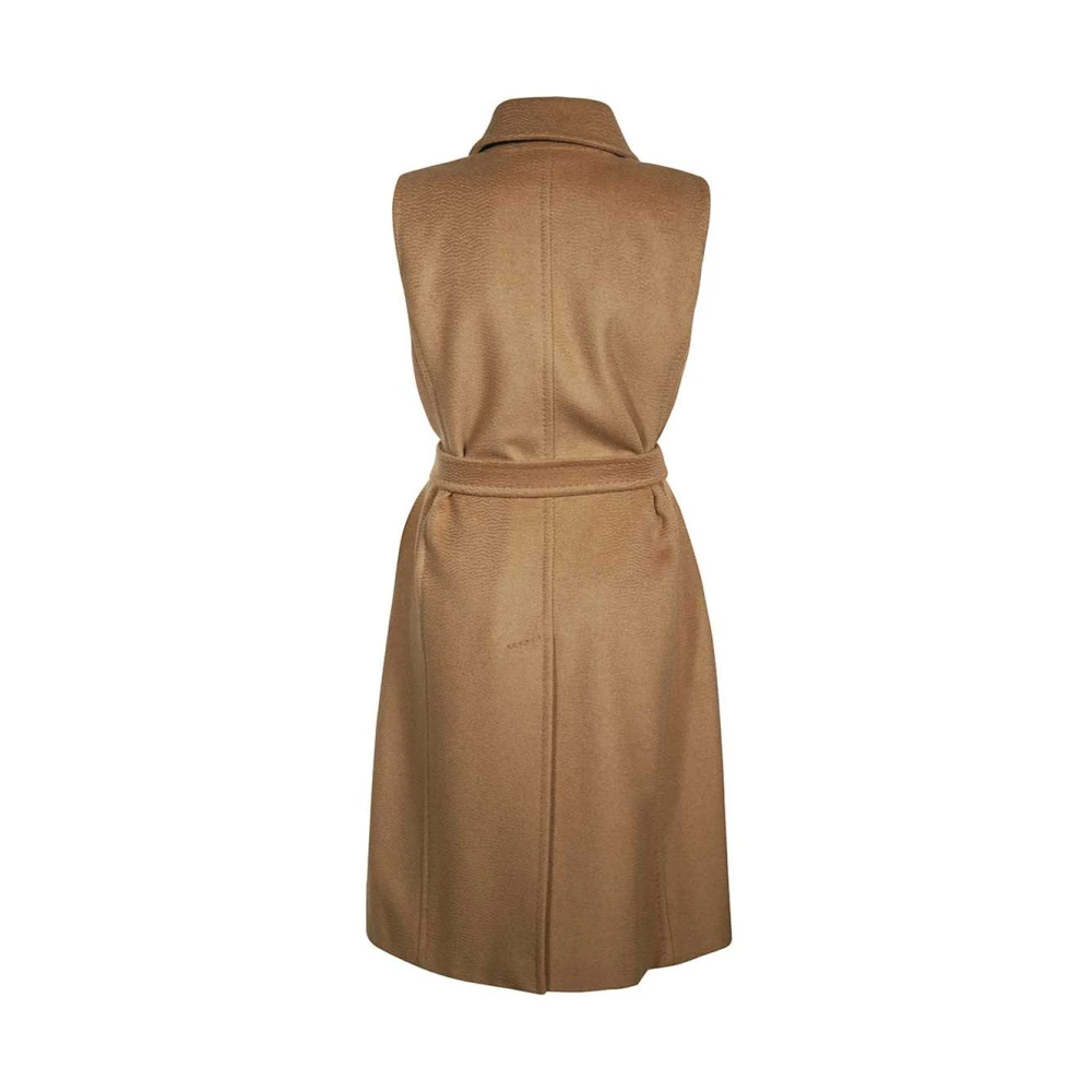 Max Mara Kameelwollen Mouwloze Jas met Klassieke Kraag Brown Dames