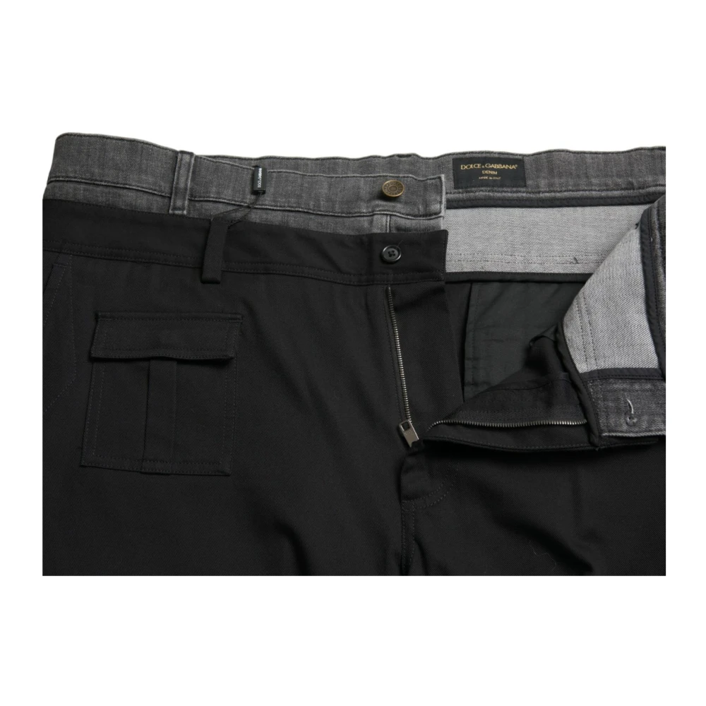 Dolce & Gabbana Zwart Grijs Katoenen Jogger Broek Black Heren
