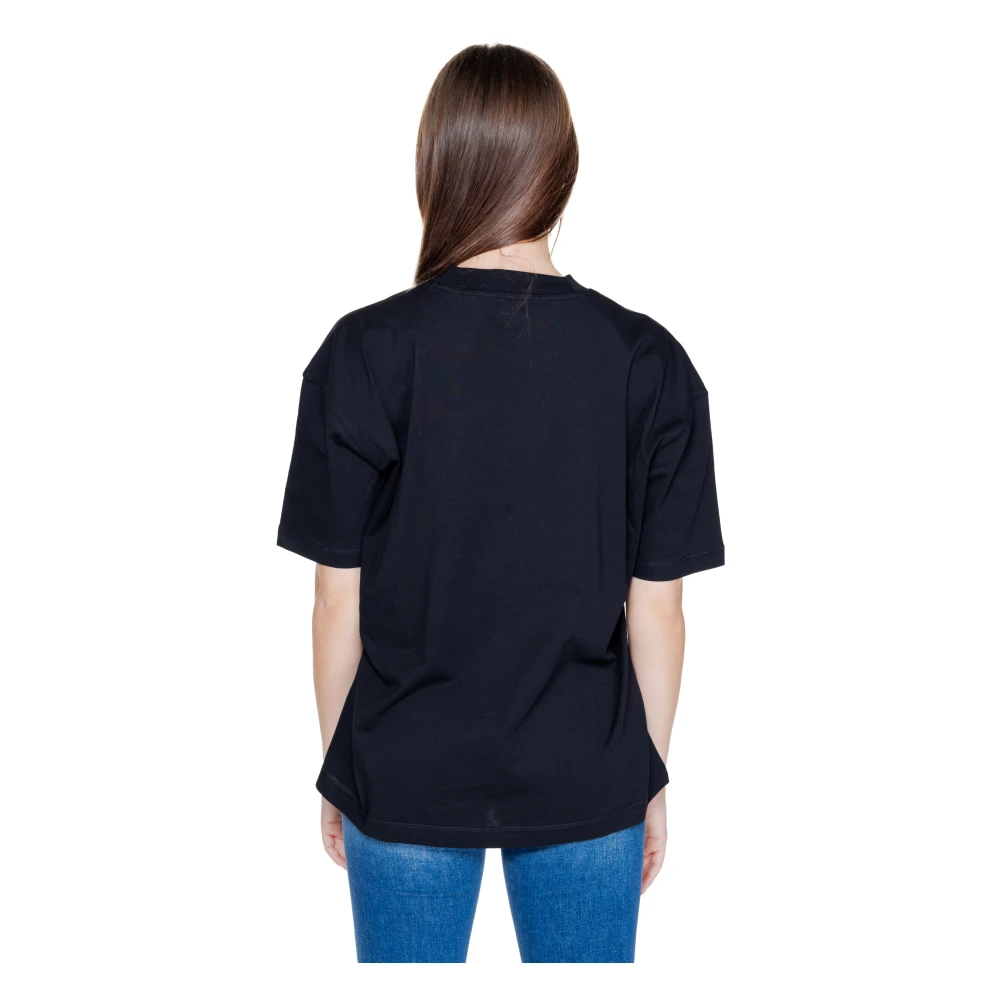 Calvin Klein Jeans Boyfriend T-shirt Herfst Winter Collectie 100% Katoen Black Dames
