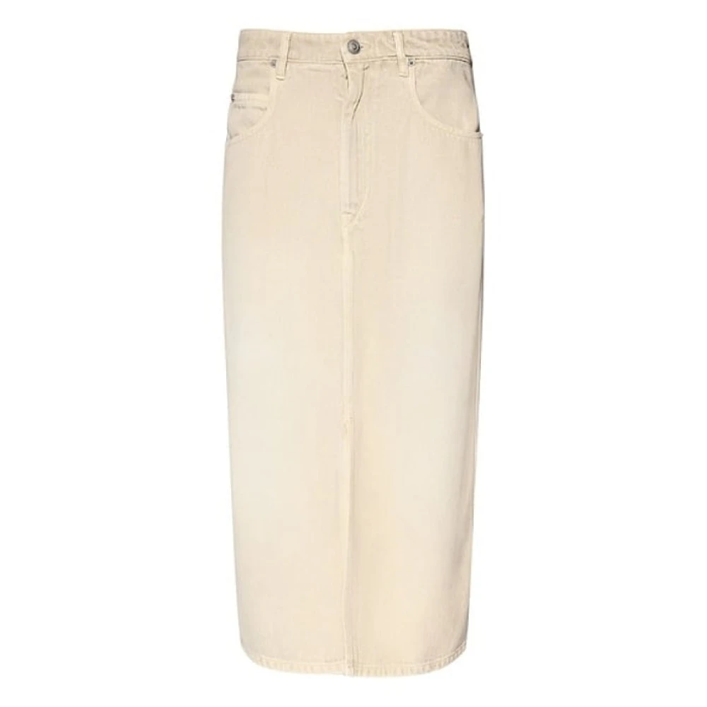 Isabel Marant Étoile Ecru Midi Rok met Voor Split Beige Dames