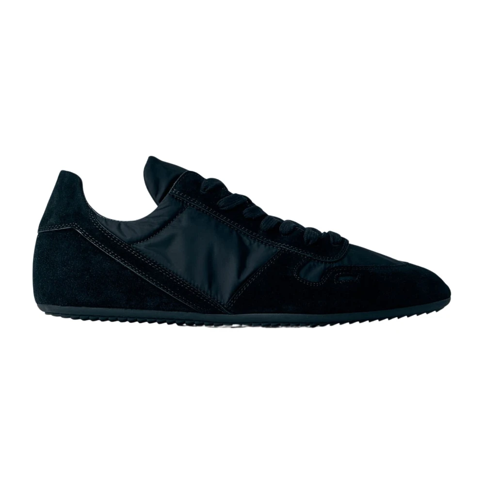 Rick Owens Men's Black Sneakers, 7 Uk, Minimal Suede-Trimmed Trainers