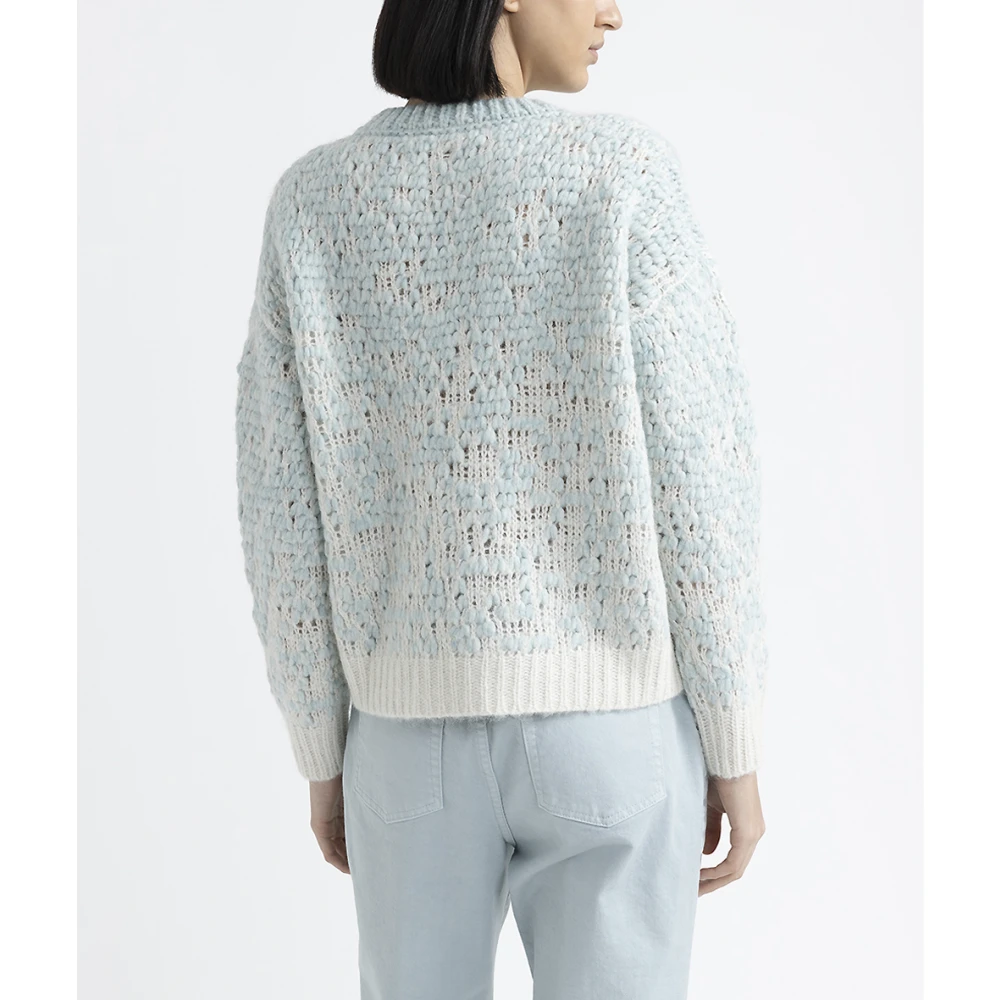 PESERICO Wol alpaca en lurex gemêleerde jacquard trui Blue Dames