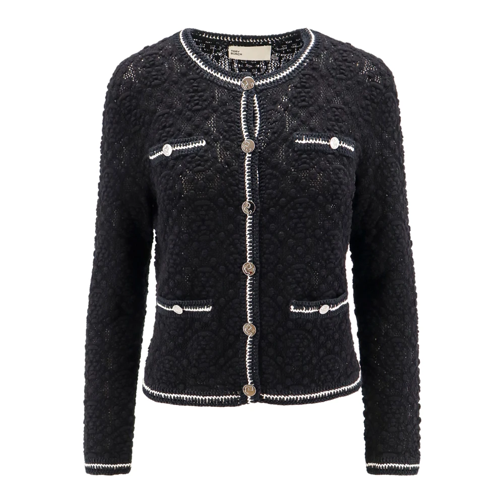 TORY BURCH Zwart Gebreid met Metalen Knopen Black Dames