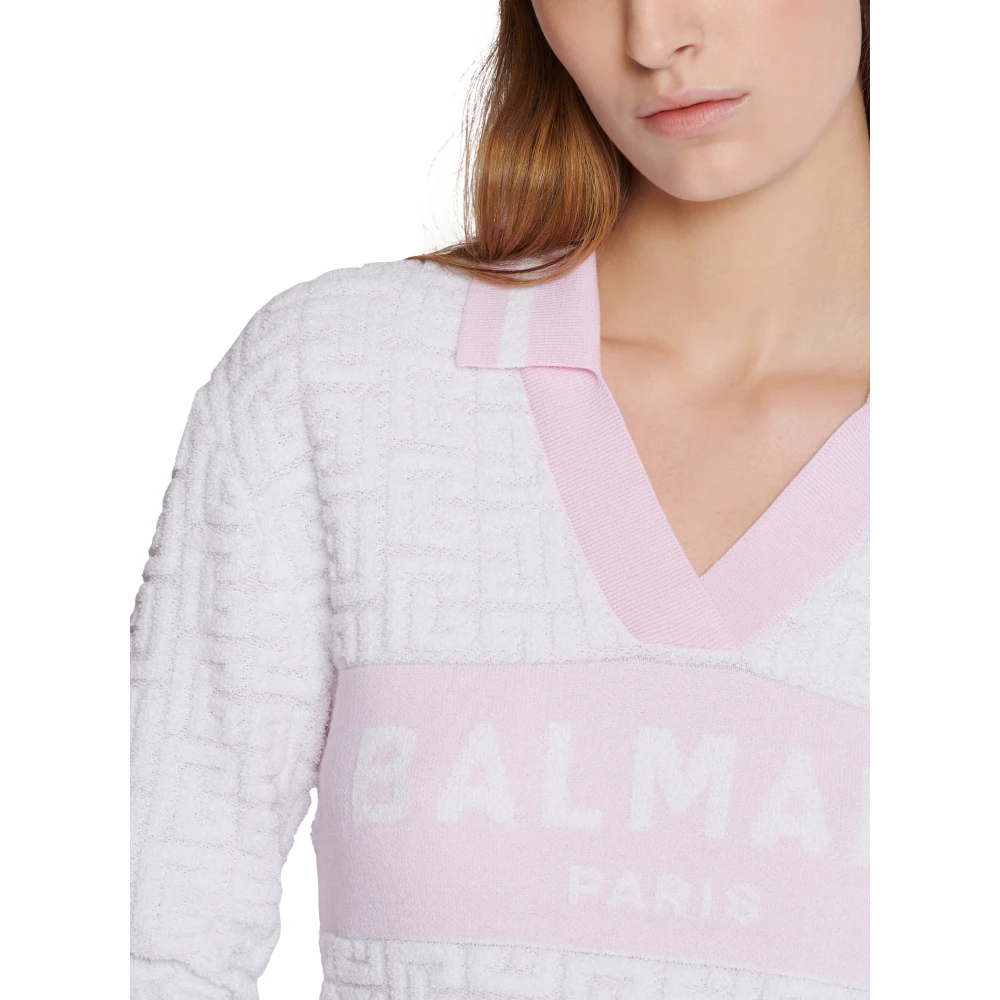 Balmain Monogram gebreide polo Pink Dames