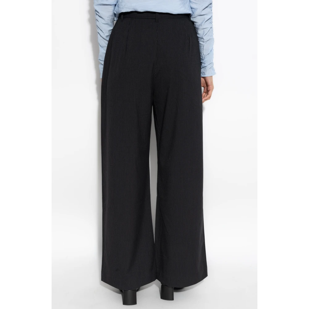 Munthe Broek met gestreept patroon Black Dames
