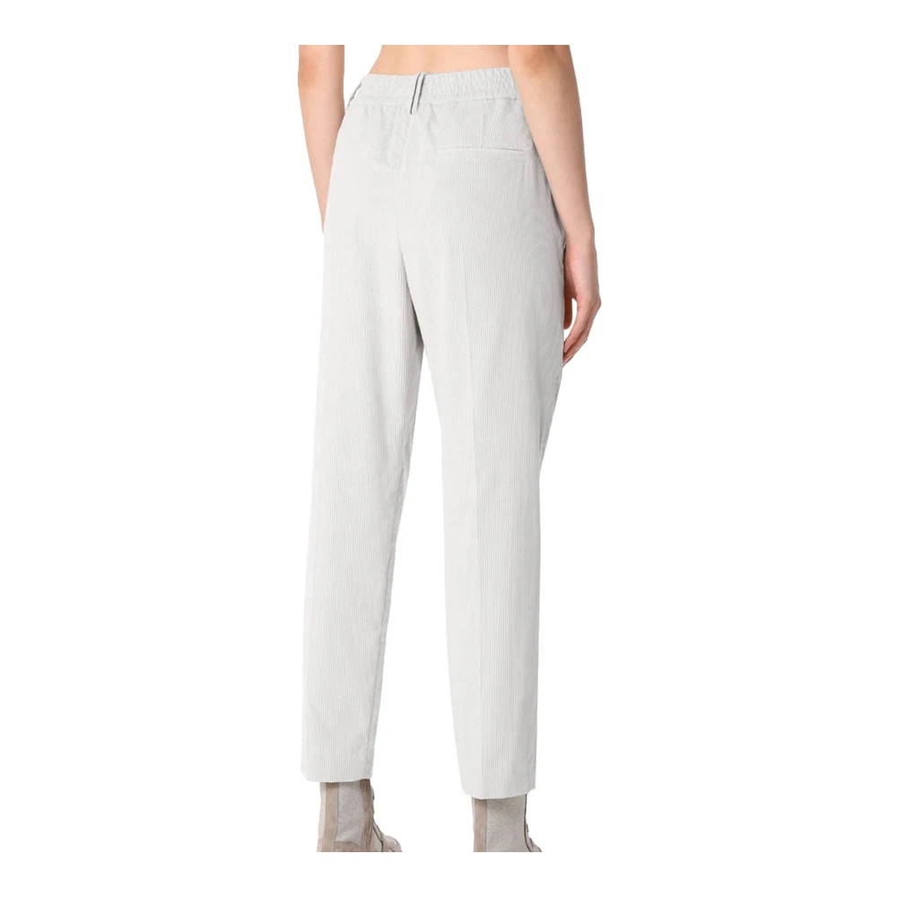 BRUNELLO CUCINELLI Fluwelen Gestreepte Elastische Broek Gray Dames