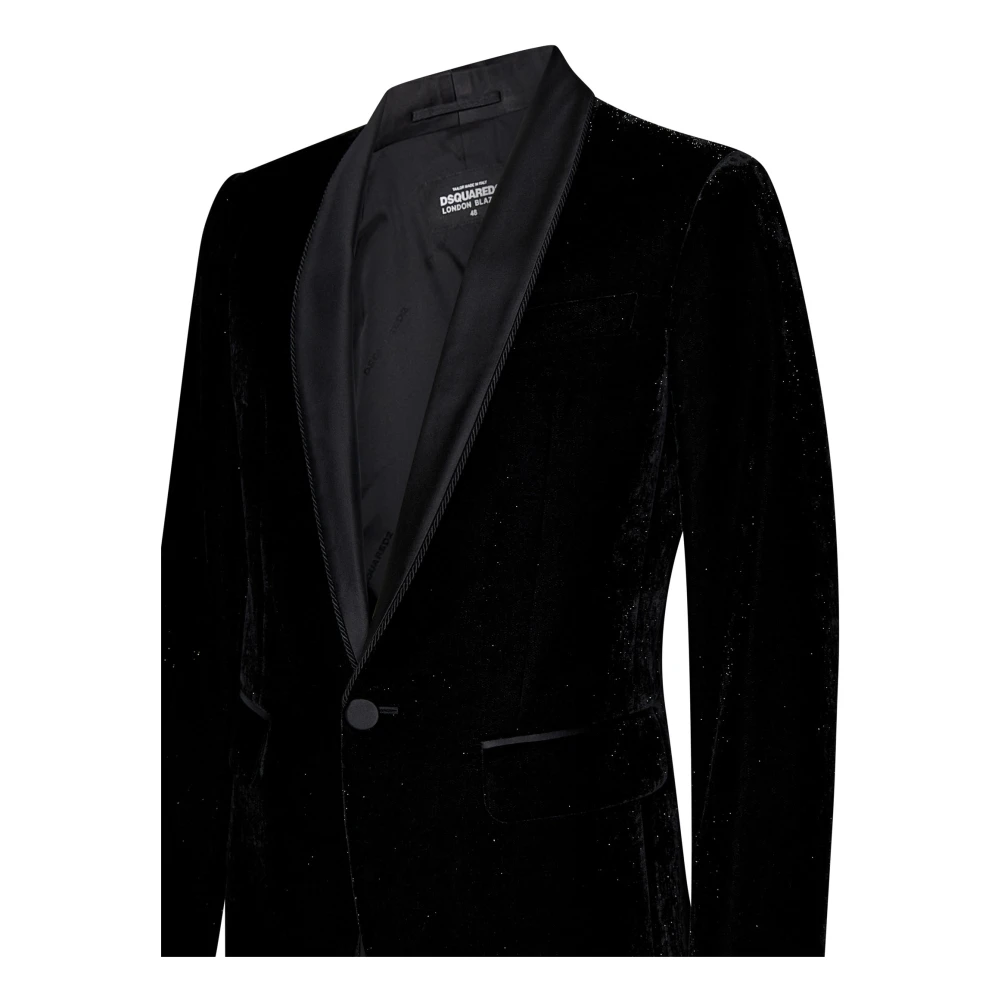 Dsquared2 Zwart Fluweel Tuxedo Blazer Aw24 Black Heren