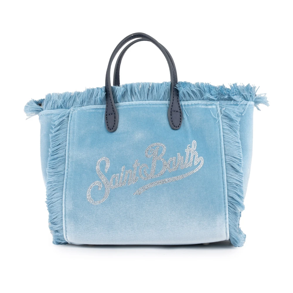 MC2 Saint Barth Fluwelen handtas met strass logo Blue Dames