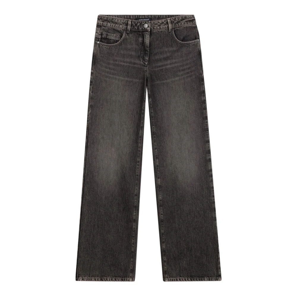 LUISA CERANO Wideleg Tencel Denim Broek Vintage Look Gray Dames