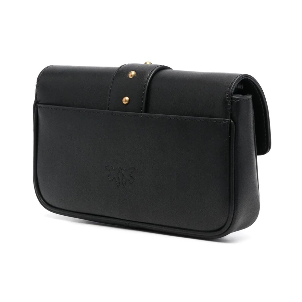 pinko Zwarte leren crossbodytas Black Dames