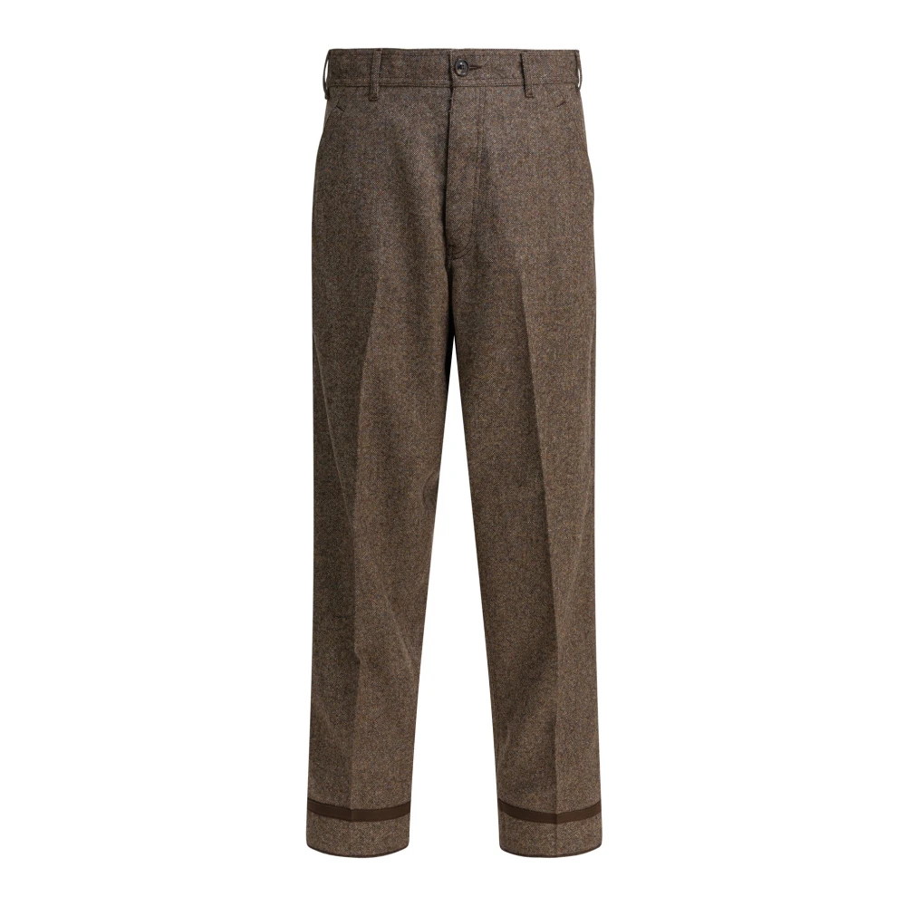 Maison Margiela Men's Brown Wool Wide-Leg Trousers