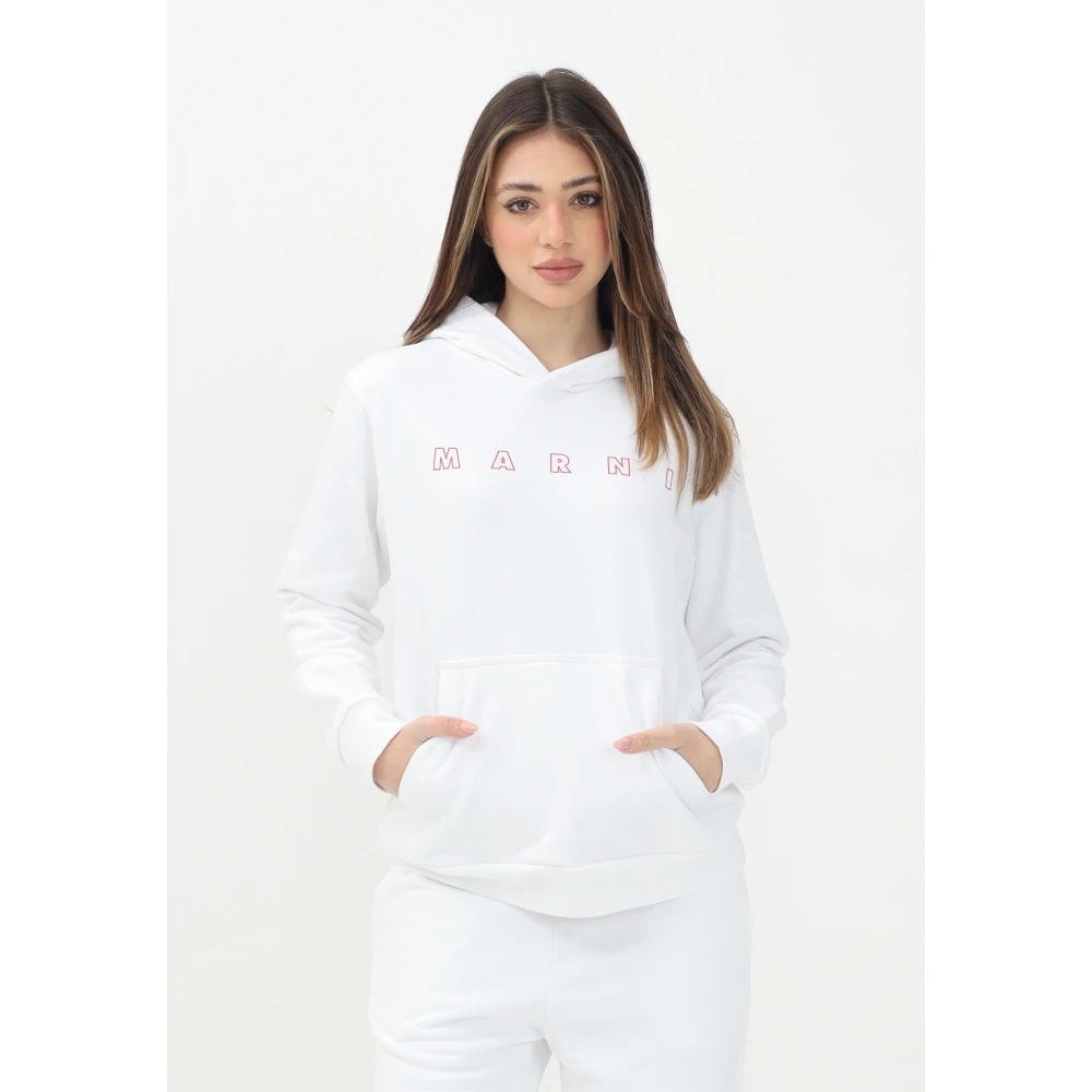 Marni Witte hoodie met contrastlogo White Dames