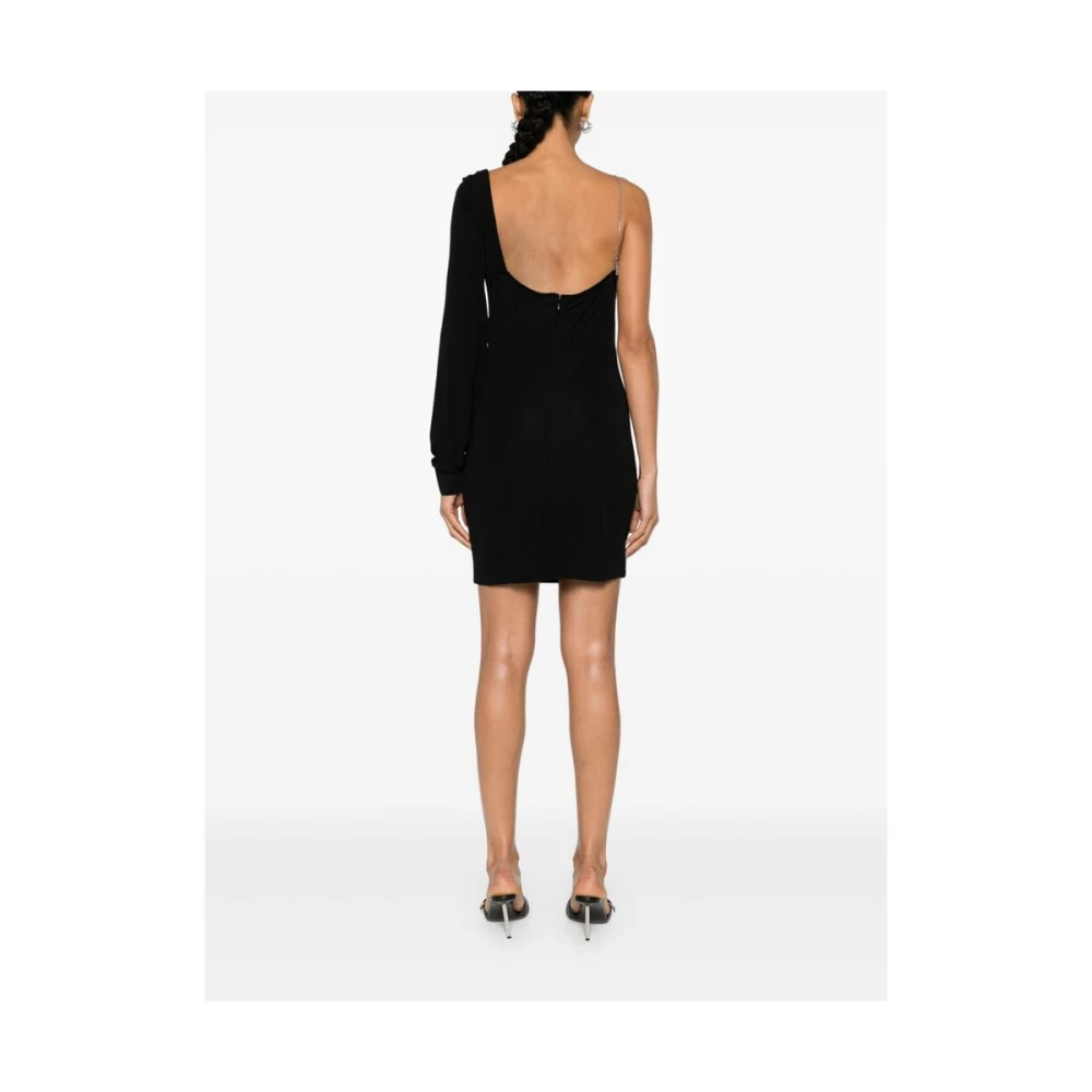 Dsquared2 Zwarte Cowl Neck Lange Mouw Jurk Black Dames