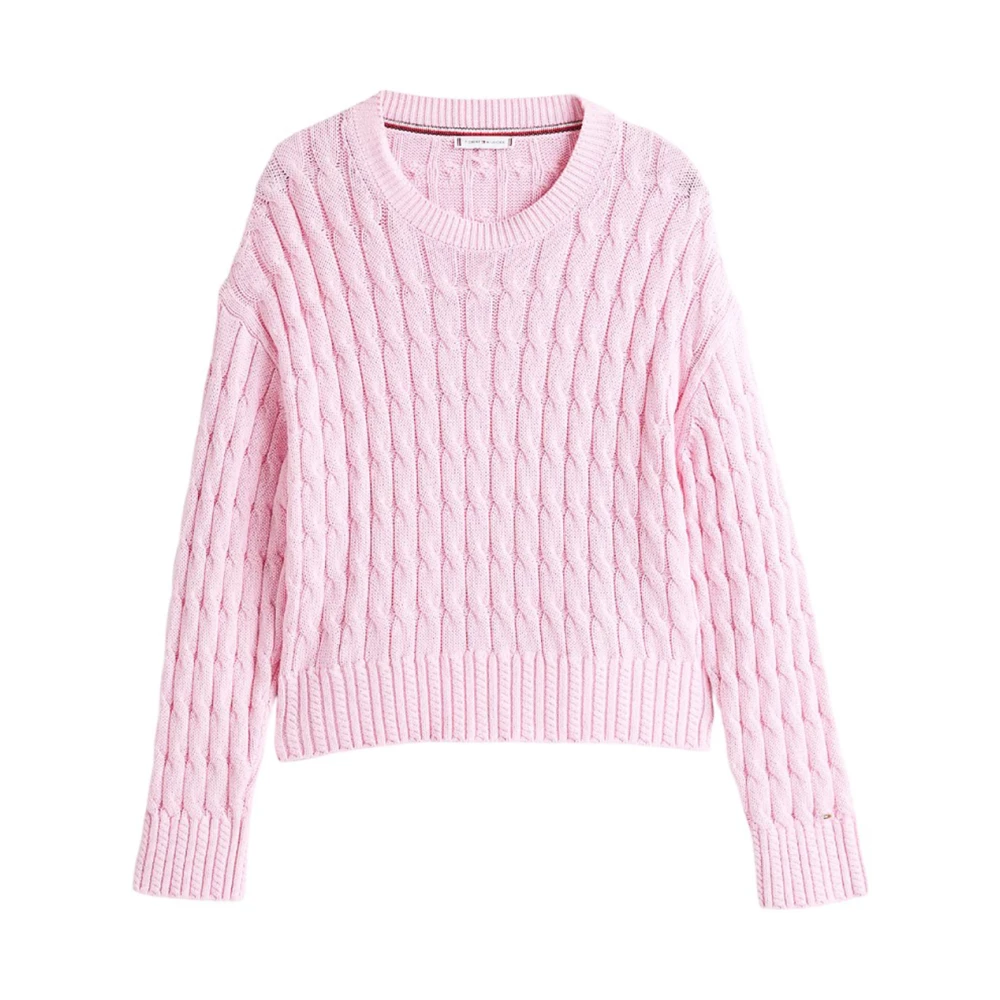 Tommy Hilfiger Klassieke Katoenen Gebreide Trui Pink Dames