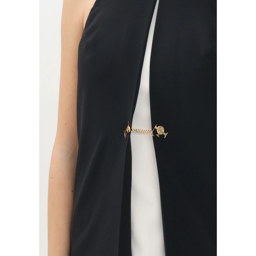 Elisabetta Franchi Zwarte Mouwloze Jurk met Contrastpaneel Black Dames