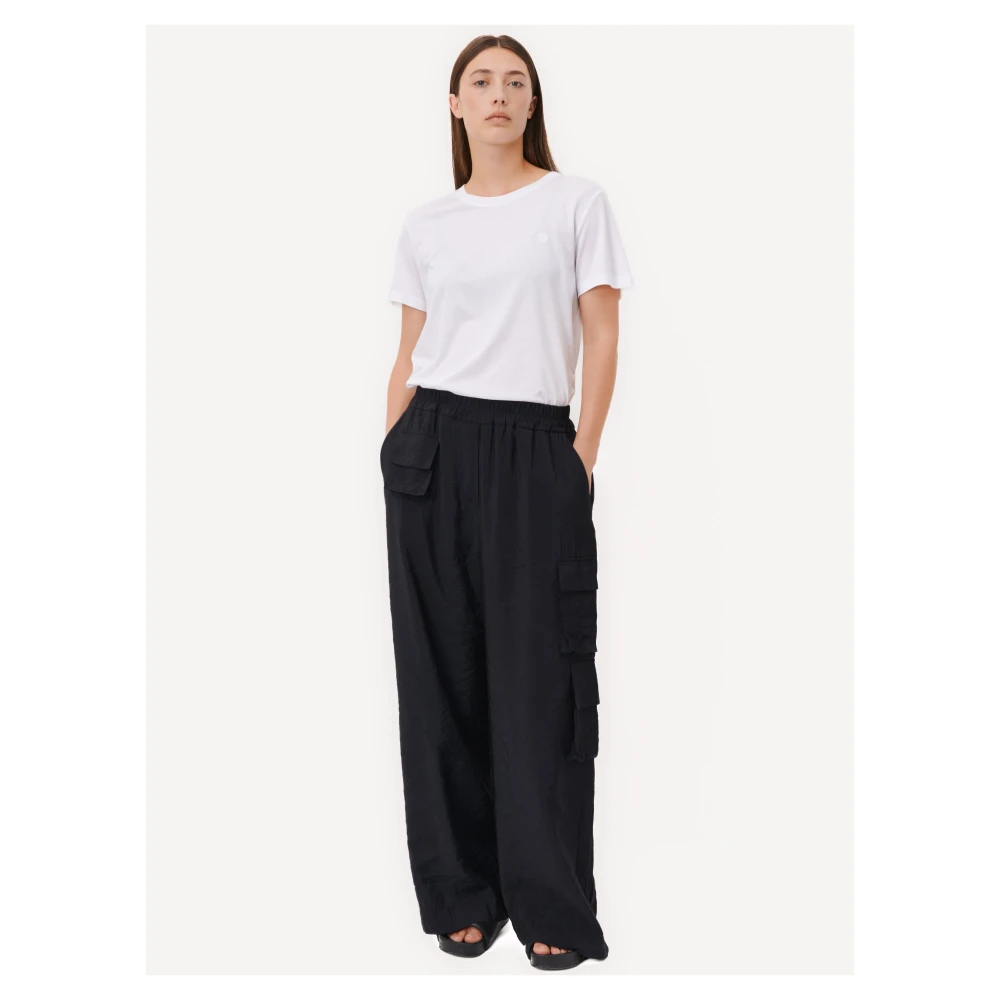 Jane Lushka Cargo-stijl Wijde Broek | Zwart Black Dames