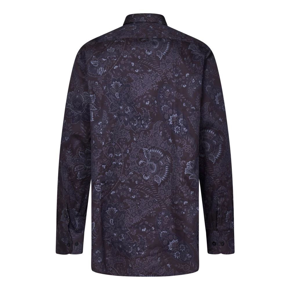 ETRO Paarse Bloemen Paisley Katoenen Overhemd Multicolor Heren