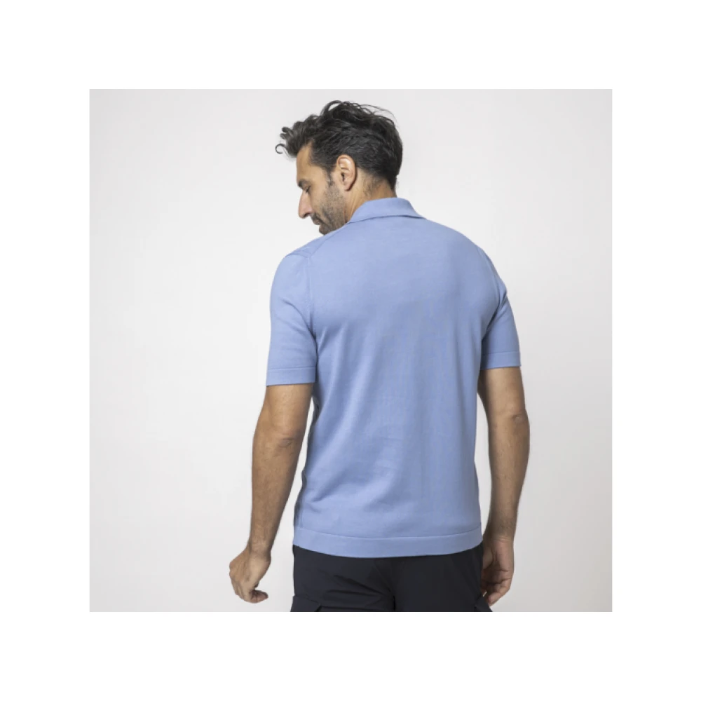 Gran Sasso Blauwe Twisted Korte Mouw Shirt Blue Heren