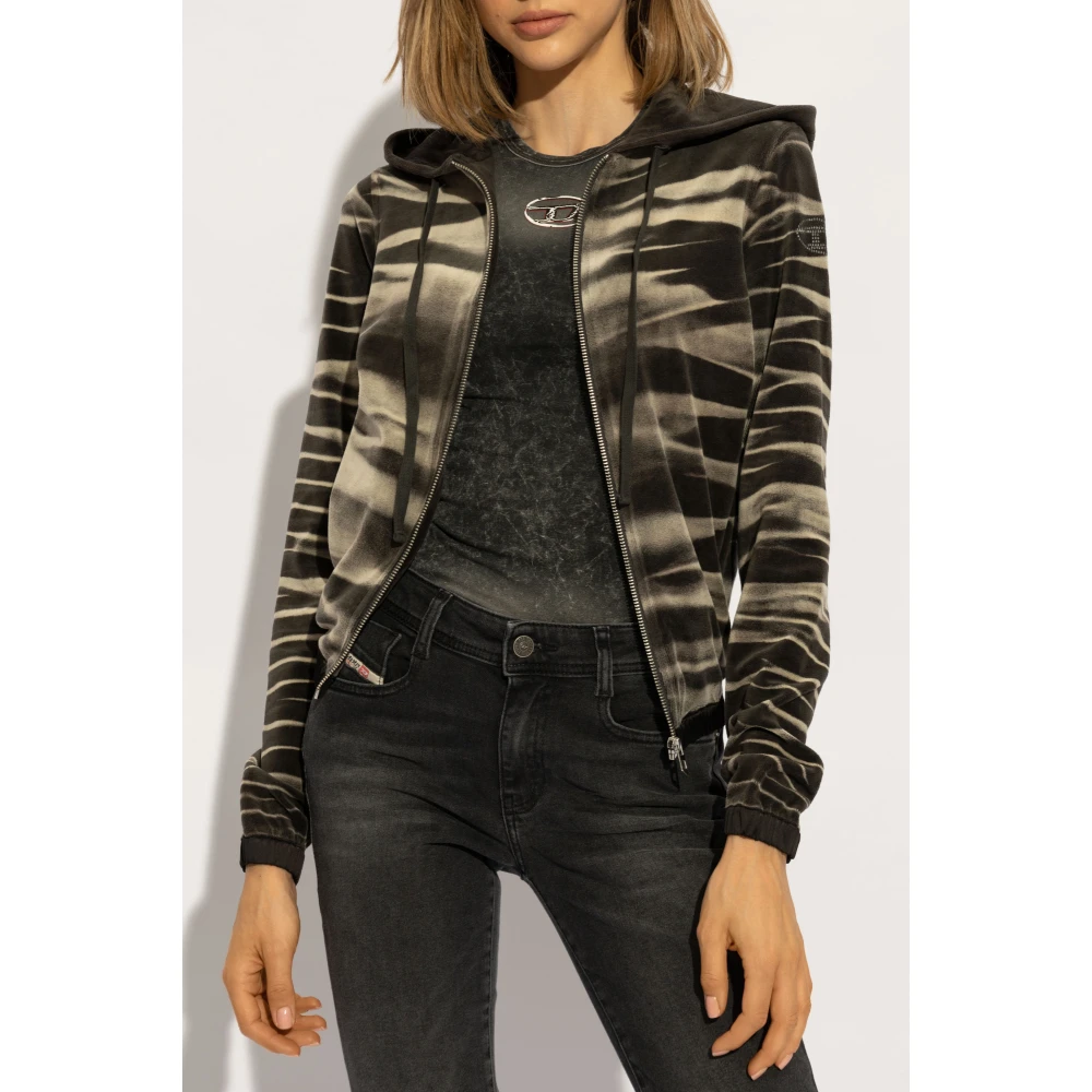 Diesel Velours hoodie F-Chinny Gray Dames